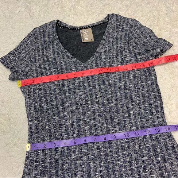 anthropologie Dolan Left Coast Ribbed Navy Blue V neck Dress - Picture 8 of 9